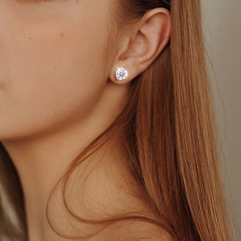 Pendientes de Moissanite en Oro Rosa y Plata de Ley