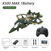 Camouflage green K500 MAX drone with battery and accessories shown on a white background