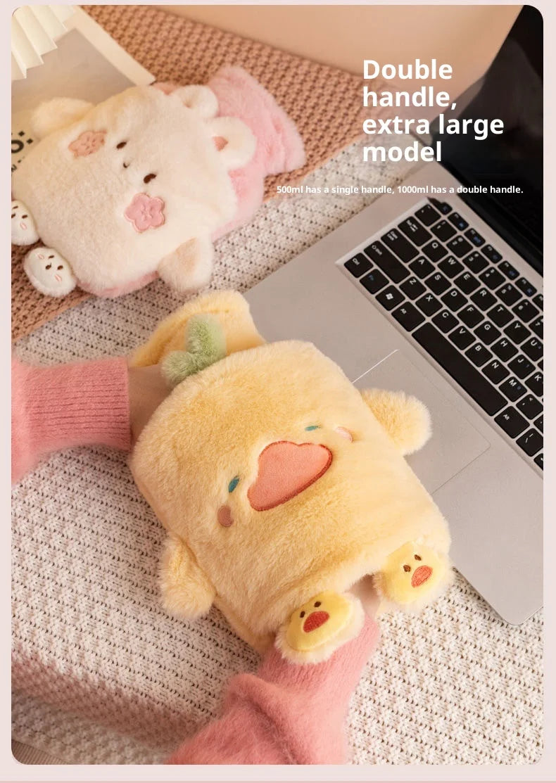 Adorable Plush Hot Water Bottle with Cozy Animal Cover