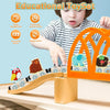 Montessori Magnetic Wooden Train Set with Animal & Vehicle Carriages