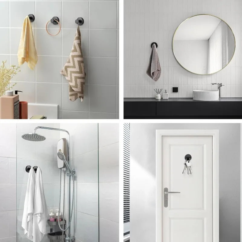 Stainless Steel Suction Cup Hooks - No-Drill Towel Holder