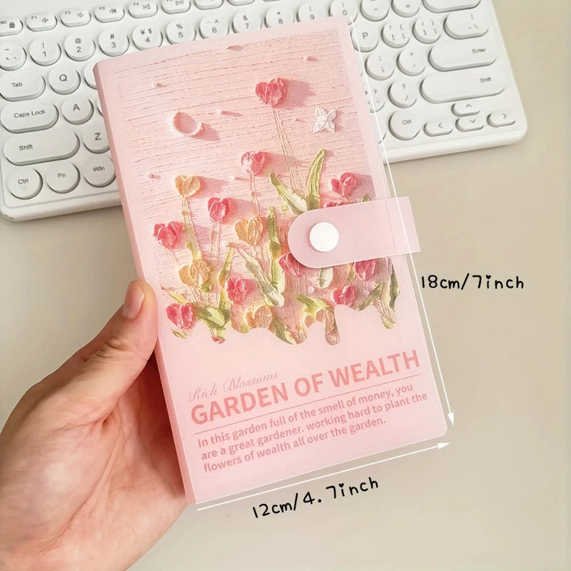 Flower-Print Cash Budget Planner with 100 Pockets