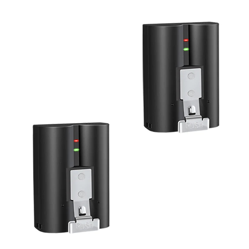 A black rechargeable battery for Ring video doorbells and cameras.