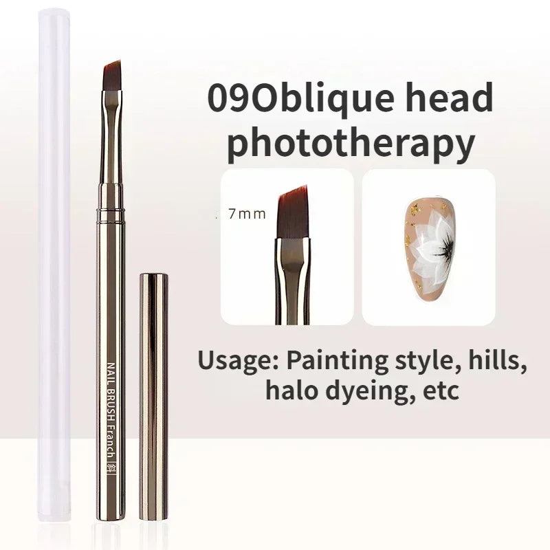 A set of 09Oblique head phototherapy nail brushes for painting style, hills, and halo dyeing.