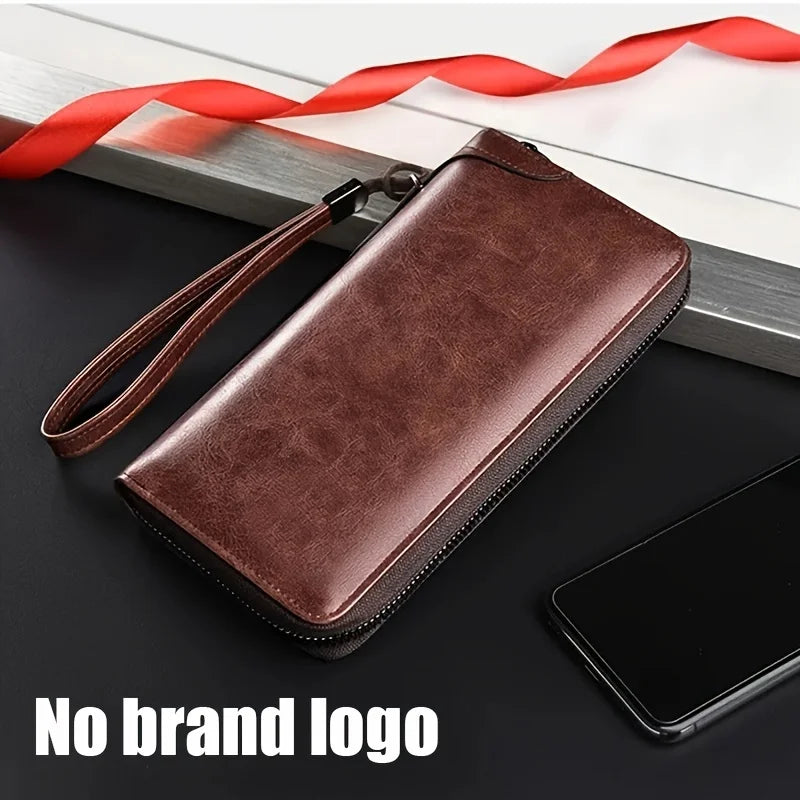 Men's RFID Blocking Leather Zipper Wallet