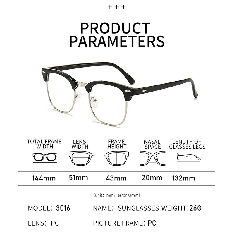 Retro-Halbrauen-Brille mit Blaulichtfilter