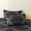 Gray and Black Damask Print Duvet Cover Set with Honeycomb Motif