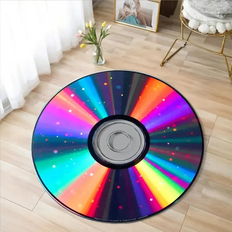 Retro Vinyl Record Round Rug – Soft Non-Slip Music Lover's Mat