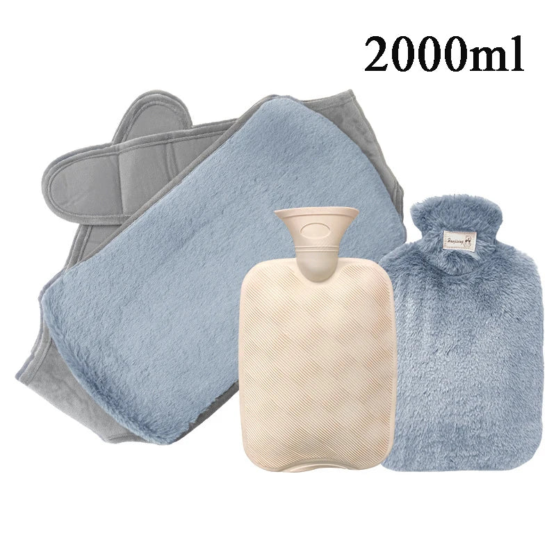 Cozy Plush Hot Water Bottle with Soft Cover – Reusable Hand Warmer & Pain Relief