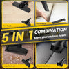 A set of 5 in 1 cleaning nozzles and brushes for a cordless vacuum cleaner.