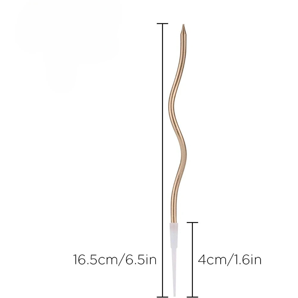 Spiral Birthday Cake Candles, Set of 6 Long Thin Decorative Candles for Cakes and Desserts