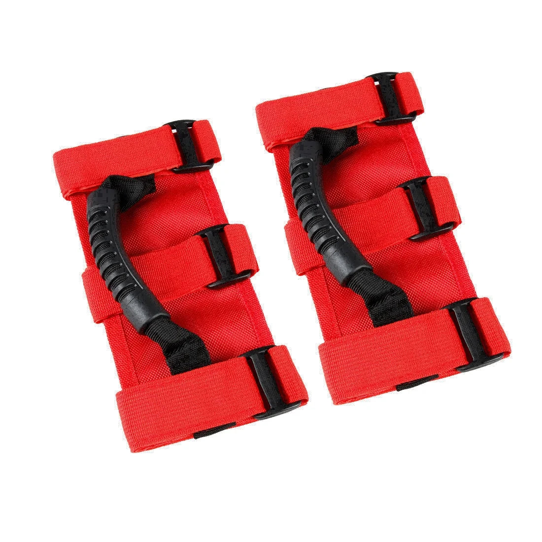Red non-slip Oxford roll bar grab handles for Jeep Wrangler TJ YJ JK JL vehicles