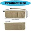 A tan heavy-duty tool apron with a front view and an opposite view showing its size.