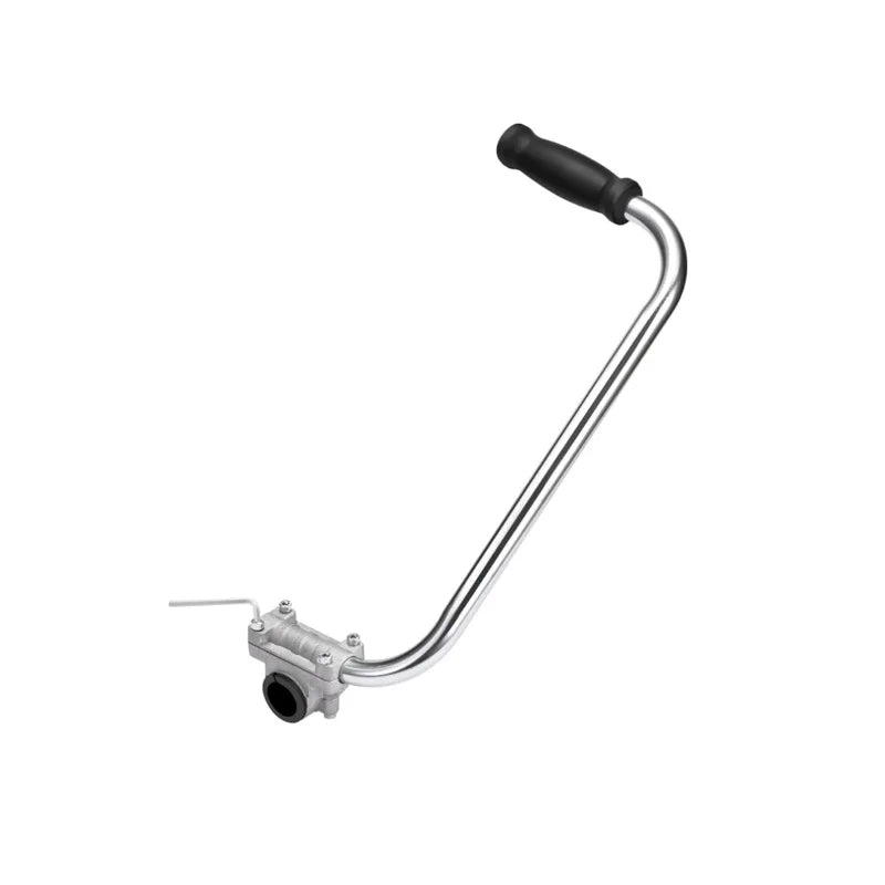 A silver universal auxiliary handle for trimmers and brush cutters with a black grip.