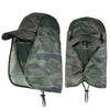 A pair of camouflage patterned UPF 50+ breathable wide brim sun hats for men and women.
