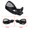 Black universal motorcycle hand guards shown from the front and back views