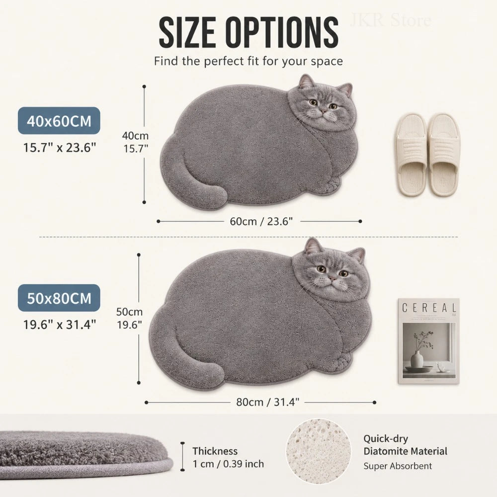 3D Cat Shaped Quick Dry Bath Mat