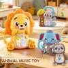 A set of cute and fun musical animal toys including a lion, elephant, and sloth for toddlers.
