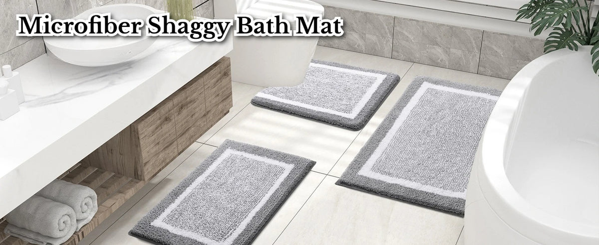 Plush Microfiber Non-Slip Bath Mat with Quick-Dry Absorbency