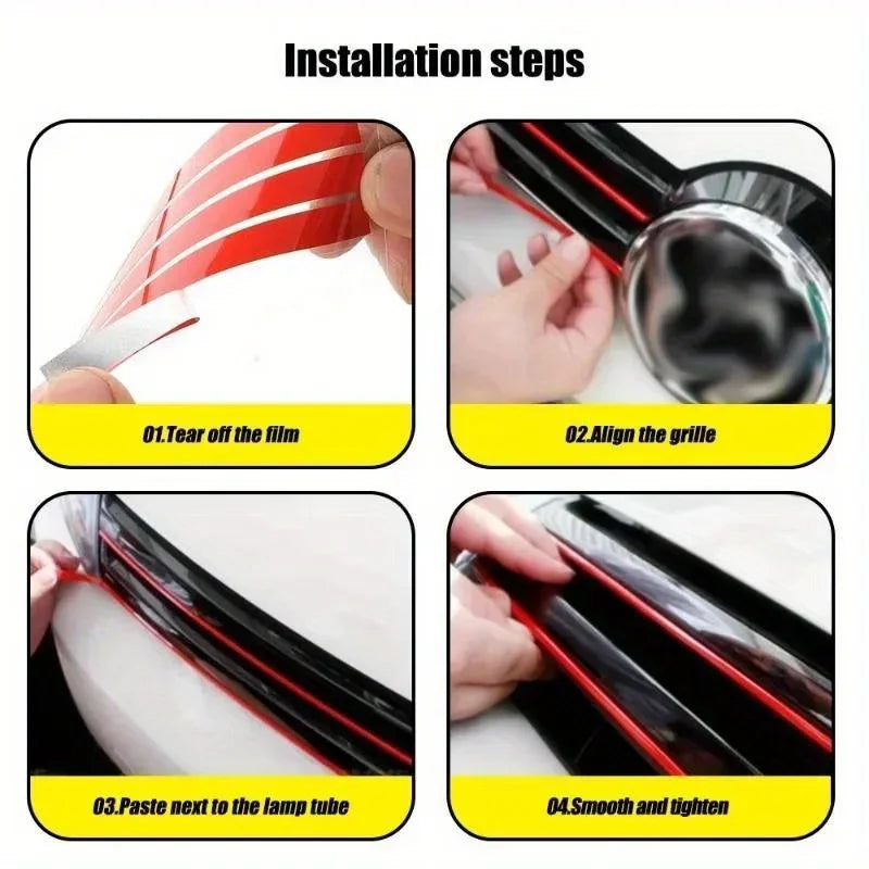 Reflective Car Sticker Strips – Red, Waterproof, Universal Fit