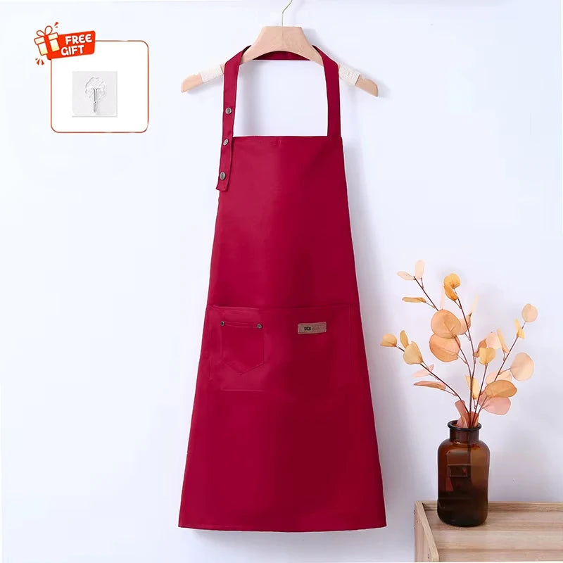 Stain-Resistant Kitchen Apron with Front Pocket