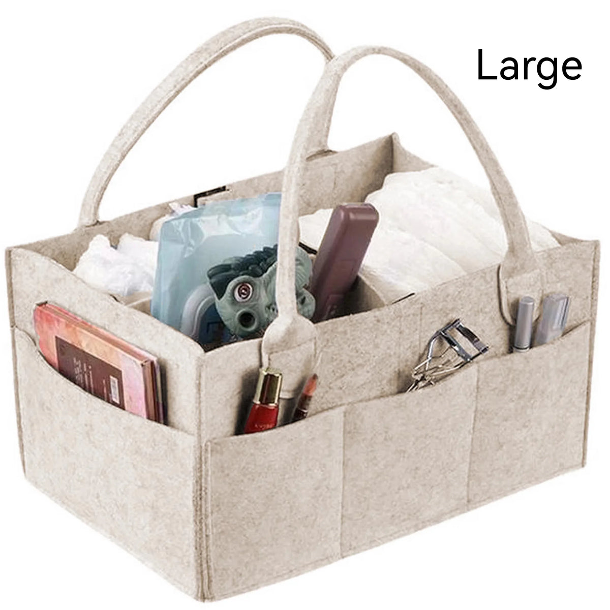 Felt Baby Diaper Caddy Organizer with Pockets and Removable Divider