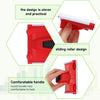 A red paint edger tool with a sliding roller design and a comfortable round handle is shown.