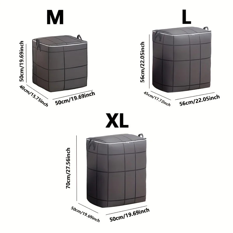 Foldable Large-Capacity Clothes Storage Bag with Handles and Double Zipper