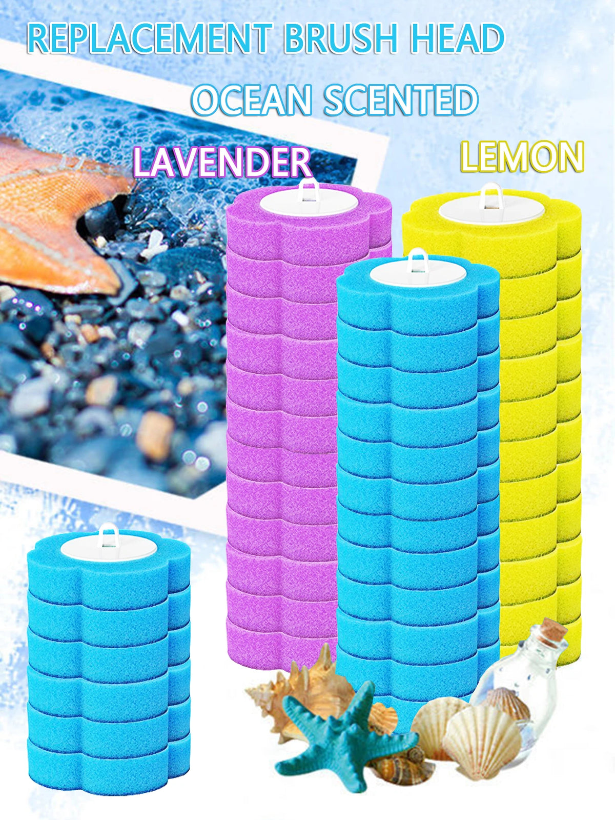Disposable Toilet Brush Heads with Fresh Scents (3-Pack)