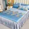 4-Piece Royal Blue Bedding Set with Bed Skirt and Pillow Covers