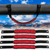 Black and red paracord grab handles for a vehicle, shown in various lengths.