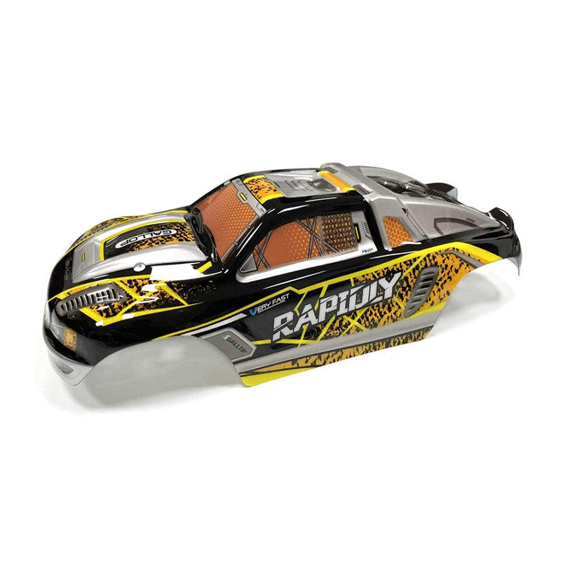 A black and yellow high-speed RC car receiver parts kit with a transparent cover.