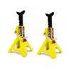 A pair of yellow metal RC jack stands with black handles and visible '6 TON' markings.