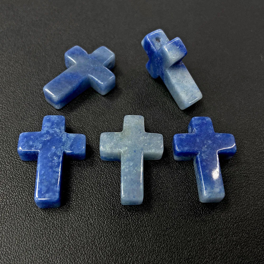 Natural Stone Cross Pendant Charm for Jewelry Making