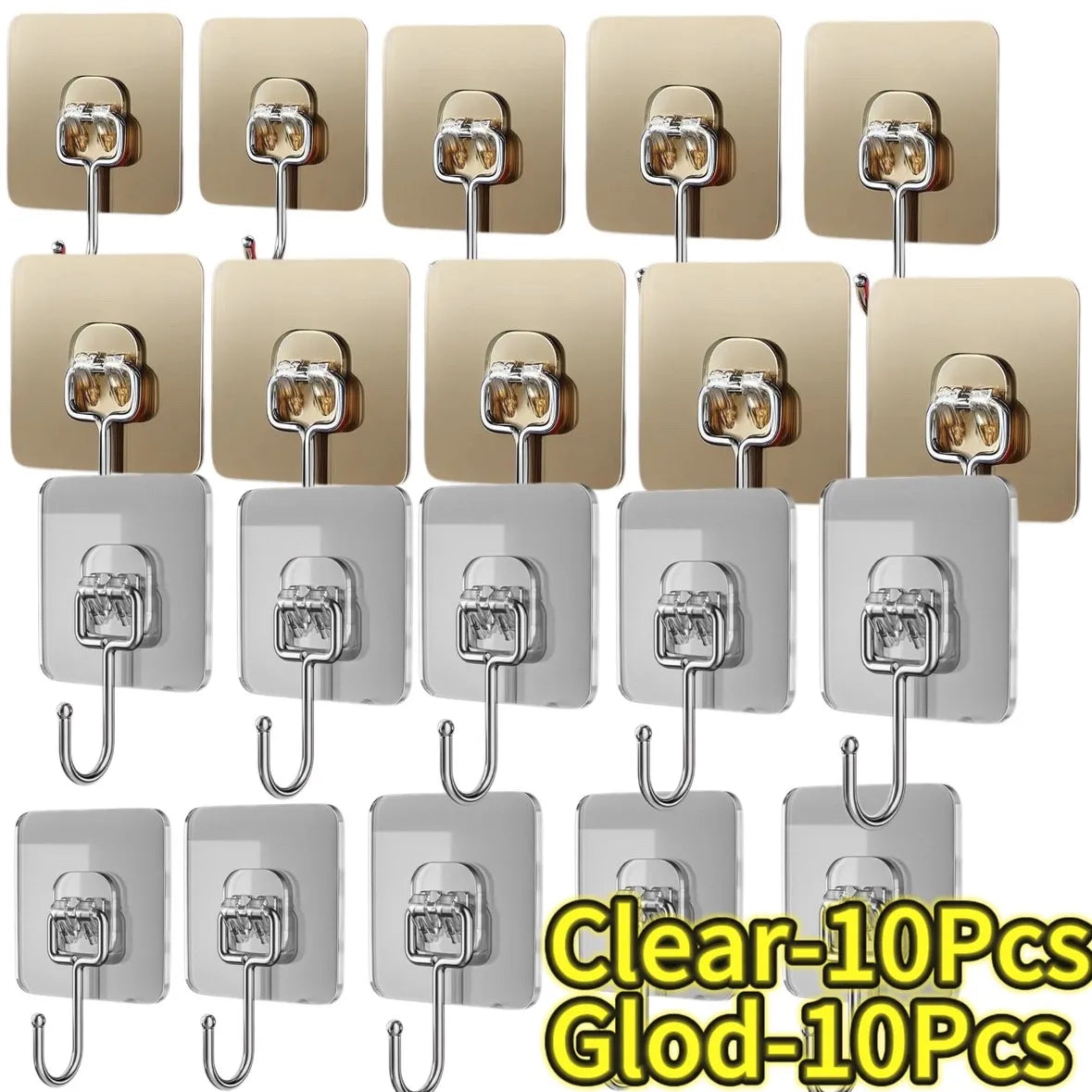 Clear 10 pieces of glod rotating wall hooks for storage
