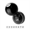 A black metal push-to-start button cover with a billiard ball design shown from above.