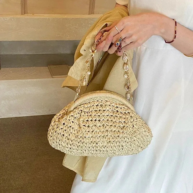 Bolso Cruzado Bohemio de Paja Artesanal