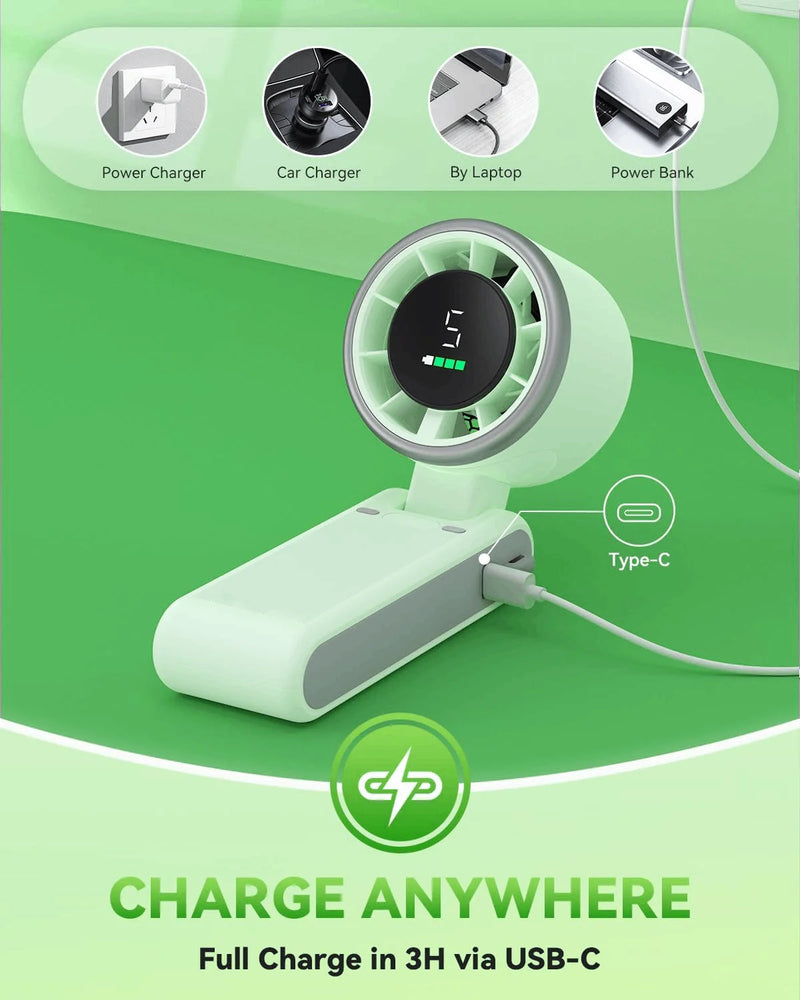 Portable Foldable Handheld Fan with USB-C Charging