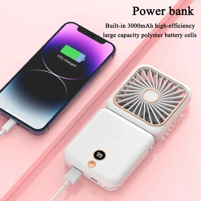 Portable Folding Neck Fan with Digital Display