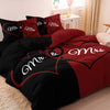 King & Queen Crown Rose Pattern 3-Piece Bedding Set with Duvet Cover and Pillowcases