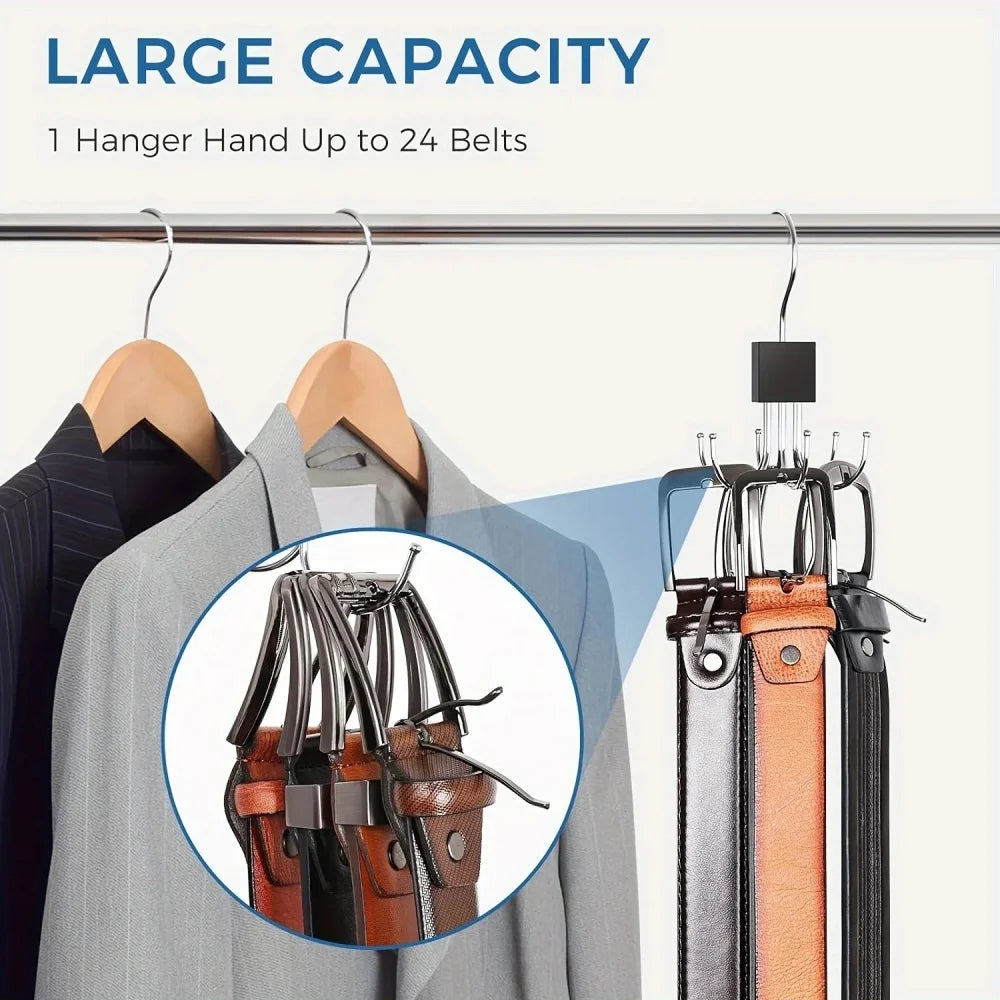 360° Rotating Multi-Hook Closet Organizer for Belts, Scarves, and Ties