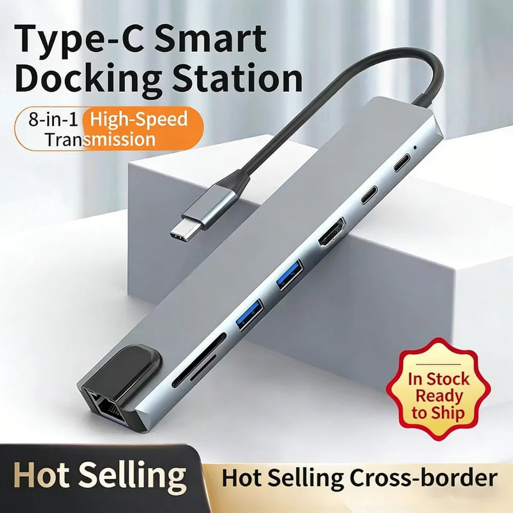 8-in-1 USB-C Hub with 4K HDMI, Gigabit Ethernet, and SD/TF Card Reader