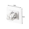 White adhesive curtain rod hooks clamp for showers and storage with a 6cm length.