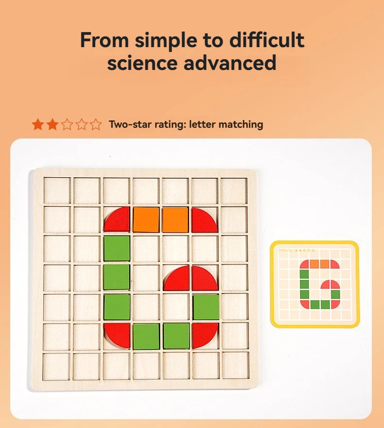 Wooden Shape & Color Mosaic Puzzle Set for Kids