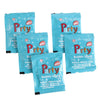 Five individually packaged blue bubble liquid party refills for children