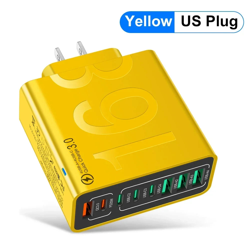 8-Port USB-C Fast Wall Charger for Multiple Devices