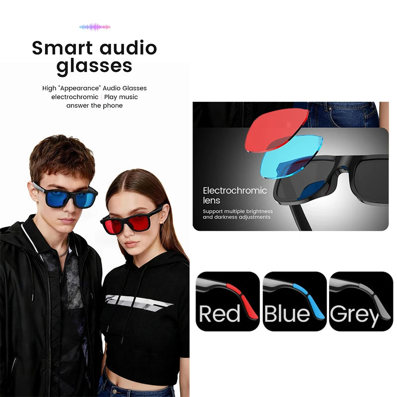 Lunettes audio intelligentes avec verres électrochromiques adaptatifs