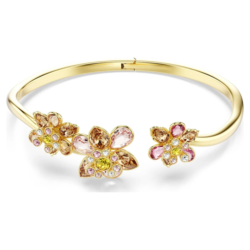 Floral Zircon Bangle Bracelet