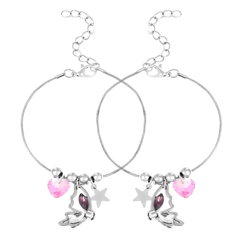 Purple Crystal Butterfly Magnetic Bracelet Set