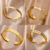 Adjustable Gold-Tone Stainless Steel Cuff Bracelet